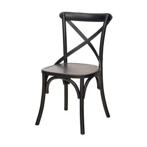 1825 Interiors French Cross Dining Chair Elm Wood Furniture Timber Seat Black