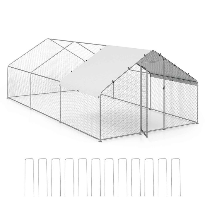 Costway 6x3x2m Chicken Coop Lockable Walk-in Poultry Cage Pet House
