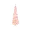 Costway 2.1M Pink Pre-Lit Christmas Tree Slim Xmas Tree Holiday Decor 300 LEDs