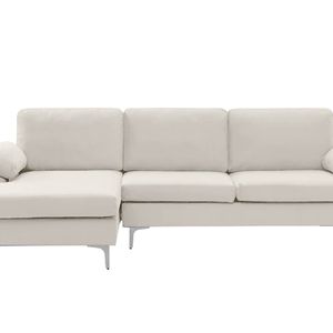 Pauline Velvet Sectional Sofa with Left Chaise - Beige