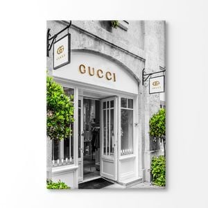 Black Fashion Store with Green Plants Print 100% Australian Made 75x50cm (Stretched Canvas)