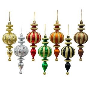Catzon 7 Pcs Finial Christmas Ornaments Plastic Gourd Shape Pendants for Holiday Party Decor
