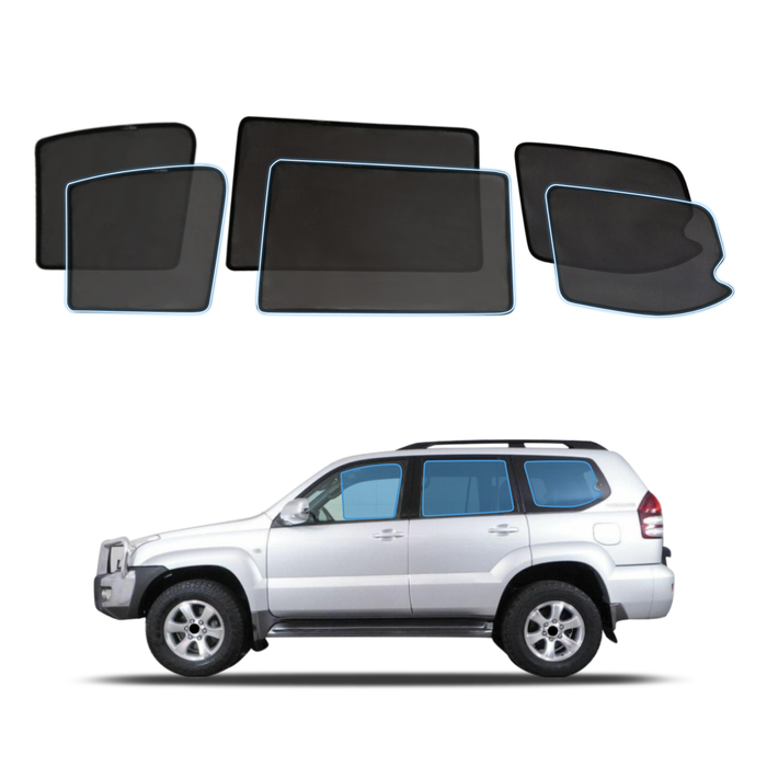 AUSGO Magnetic Window Sun Shade for Toyota Land Cruiser Prado 120 2003-2009 6-Piece Set Car Shades