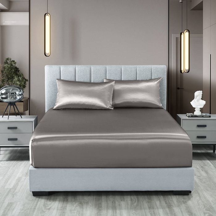 Royal Comfort Satin Sheet Set 3 Piece Charcoal King