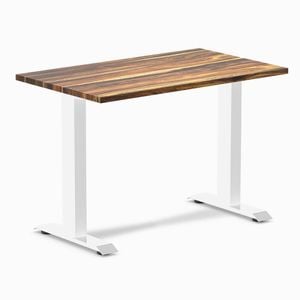Desky Fixed Height Mini Pheasantwood Hardwood Desk 1000 X 600mm White Frame