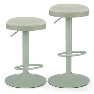Costway 2x Bar Stool Counter Chair Height Adjust Swivel Non-slip-Green