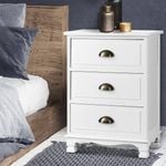 Artiss White 3 Drawer Storage Vintage Bedside Table