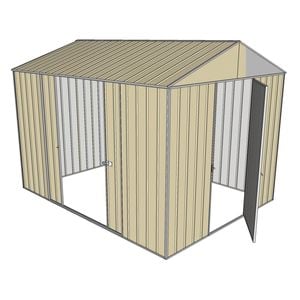 Build-a-Shed 2.3 x 3.0 x 2.3m Front Gable Double Sliding Side Door Shed - Cream