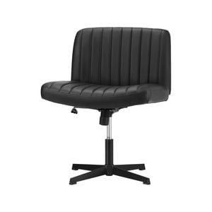 Oikiture Armless Office Desk Chair PU Leather Black
