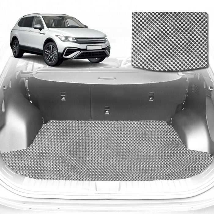 6D Diamond Car Boot Mat for VolksWagen Tiguan Allspace 2016-2023-Cargo Mat-Grey-Outback GT