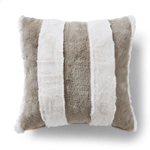 Dreamaker Denver Carved Stripe Faux Fur Cushion Natural 50x50cm