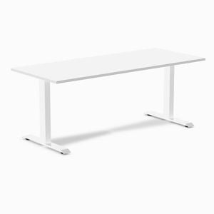Desky Fixed Height White Melamine Desk 180x75cm White Leg