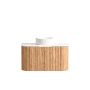 Attica Bentwood 900mm English Oak Fluted Vanity With Pure White Stone Top 