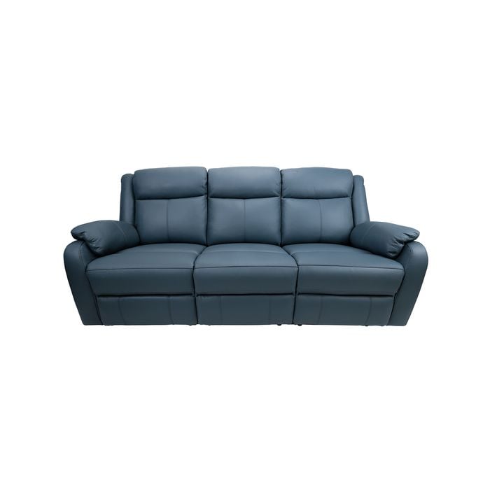 Bella 3 Seater Electric Recliner Genuine Leather Upholstered Lounge - Blue