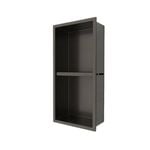 Bathroom 304 Stainless Steel Shower Niche Recessed Storage Shelf Wall Organizer,No Tile Needed-Double Tier Dark Grey