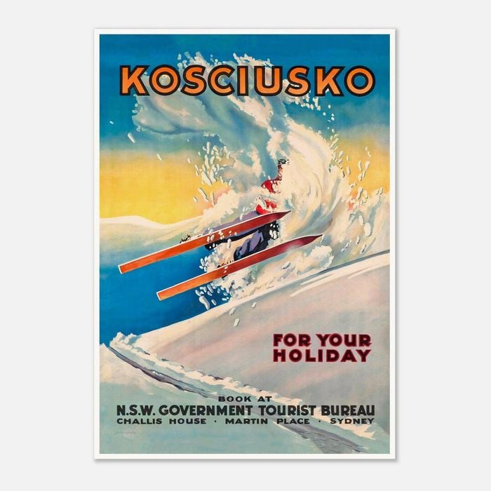 Galrie Vintage Ski Poster of Mount Kosciuszko in New South Wales Australia Home Décor, Poster Only, 70 x 100cm (28 x 40inch)