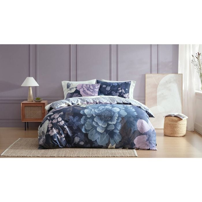 Ardor Elyce 250tc Cotton Sateen Comfort Quilt Cover Set Queen Bed Lilac