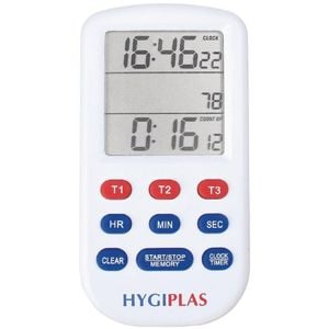 Hygiplas Triple Timer Kitchen Countdown Clock 12 Or 24 Hour Triple Screen Display 90x70x14mm