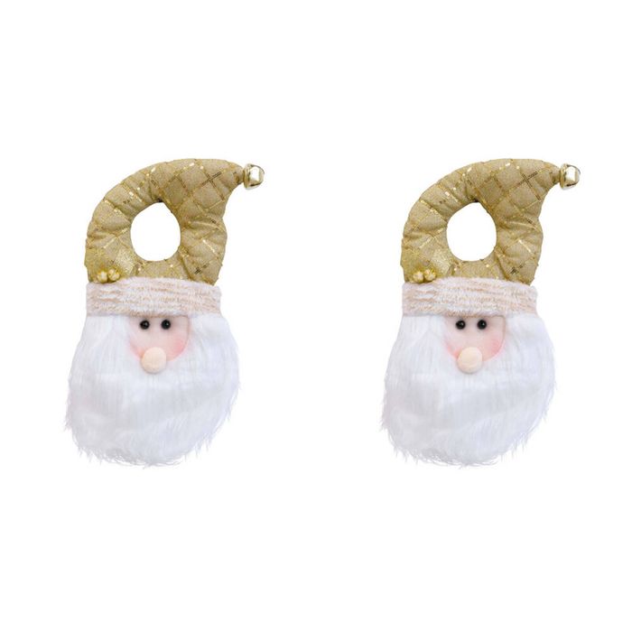 2PK LVD Hanging Santa Christmas Door Hanger Festive Decoration 43cm Gold