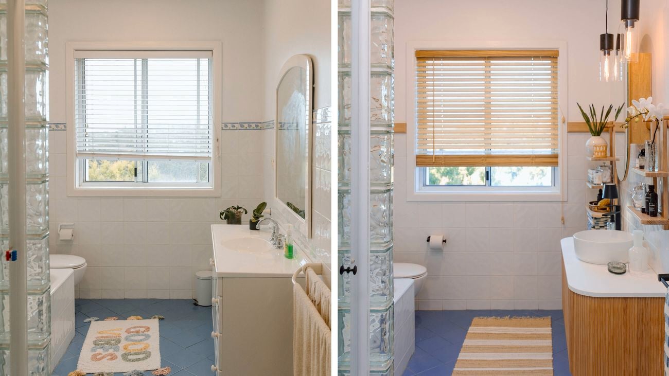 Before and after for the article -Five ways to transform an old bathroom on a budget