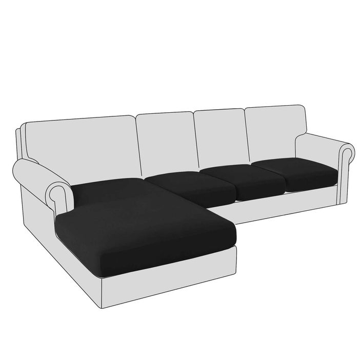 Smarcute 4 Pieces Sectional Sofa Couch L-Shape Lounge Cushion Seat Cover Black (3 Seater + Chaise)
