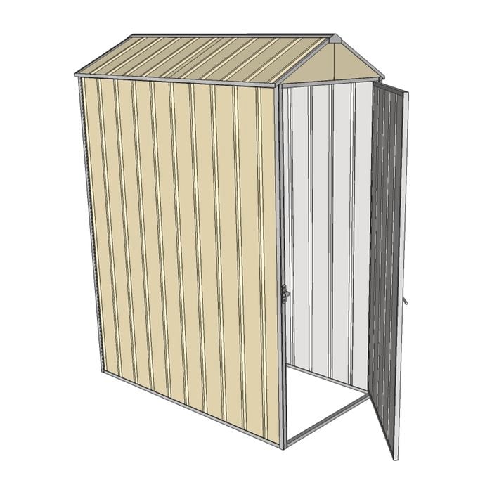 Build-a-Shed 0.8 x 1.5 x 2.1m Gable Single Hinged Door Shed - Cream