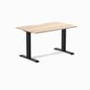 Desky Fixed Height Classic Oak Scalloped Melamine Desk 120x75cm Matte Black Leg