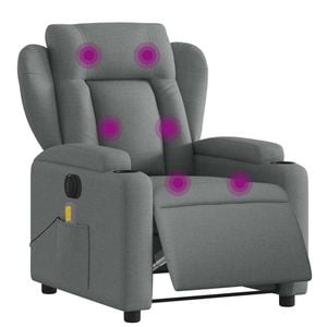 vidaXL Electric Massage Recliner Chair Armchair Single Sofa Dark Grey Fabric