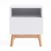 White Scandinavian Wooden Bedside Table