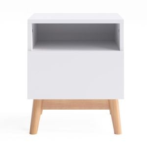 White Scandinavian Wooden Bedside Table