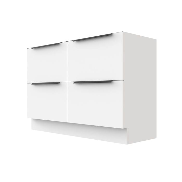 Stein 1200 x 450 x 810mm White Select Floor Standing Black Integrated Handle Vanity  - Cabinet Only
