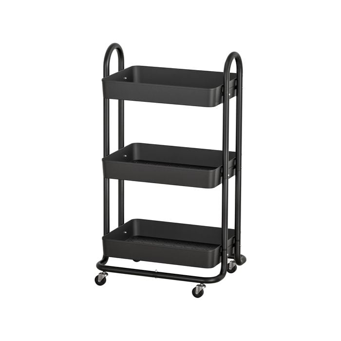Artiss 3 Tiers Storage Trolley Storage Cart Black