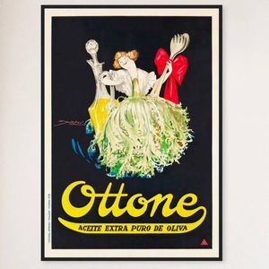 Galrie Ottone Extra Pure Olive Oil Vintage Kitchen Wall Art Poster for Home Decor, Black Frame, A1 60 x 84cm (23 x 33inch)