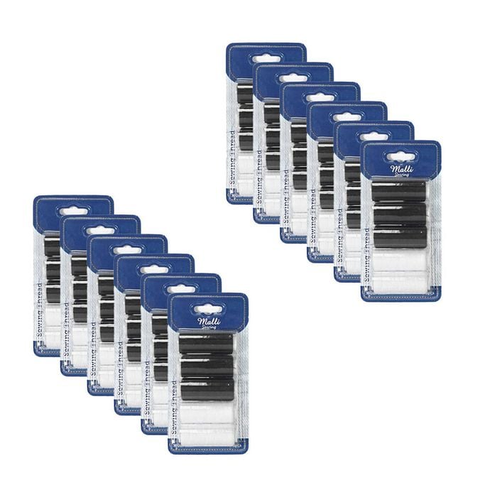 12x 5pc Malli 180m Diy Sewing Thread Spools Hand/machine Sewing Black/white