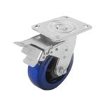 Easyroll 150mm 300kg Blue Elastic Rubber Heavy Duty Swivel Plate and Brake Castor
