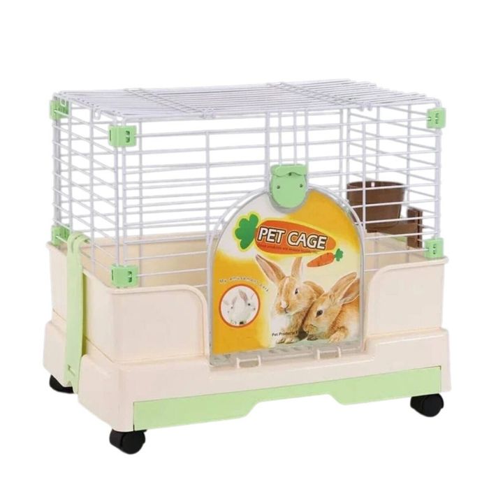 YES4PETS Small Green Pet Rabbit Cage Guinea Pig Crate Kennel With Potty Tray And Wheel