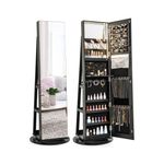 Costway 360° Rotating Jewelry Cabinet Full Length Mirror Armoire Black