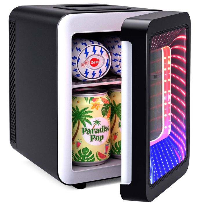 YOPOWER 4L Mini Fridge for Skincare & Perfume with Mirror Door & LED Lighting