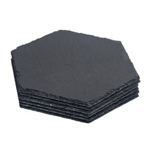 Argon Tableware 6x Hexagonal Slate Placemats - Natural Stone Rough Edge Slate Dinner Mats Dinnerware Plate Placemats