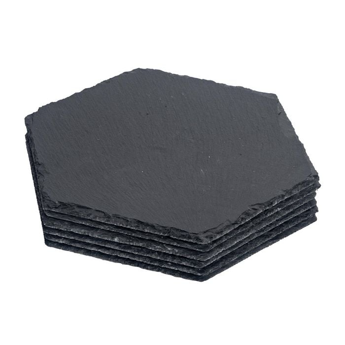 Argon Tableware 6x Hexagonal Slate Placemats - Natural Stone Rough Edge Slate Dinner Mats Dinnerware Plate Placemats