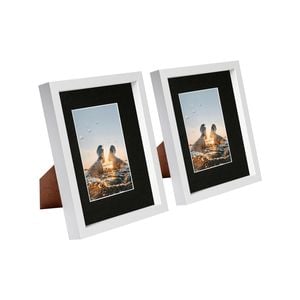Nicola Spring 8" X 10" White 3d Box Photo Frames - 4" X 6" Mount - Black - White Spacer - Pack Of 2