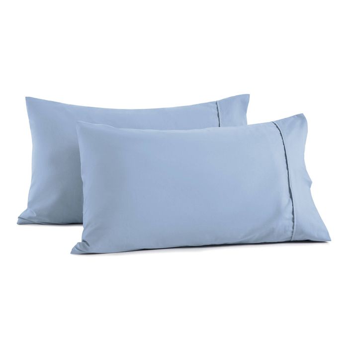 Dreamaker 250TC Cotton & Recycled Polyester Blend Standard Pillowcase Twin Pack Pale Blue