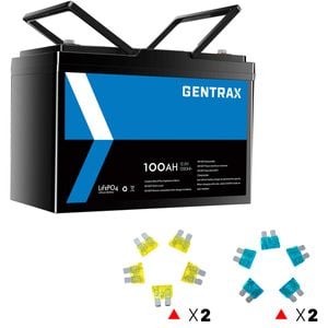 Gentrax 12v 100ah Lithium Battery + 10pc 15a&20a Fuse