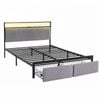 Artiss Metal Bed Frame Queen Size Led Charging Station 2 Drawers