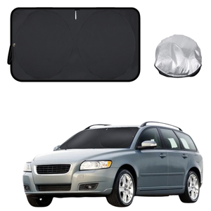 Front Windscreen Sun Shade for Volvo V50 2004 - 2012 Manual - Standard 150 x 85 cm - Black