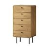 Oikiture 5 Chest of Drawers Tallboy Dresser Natural