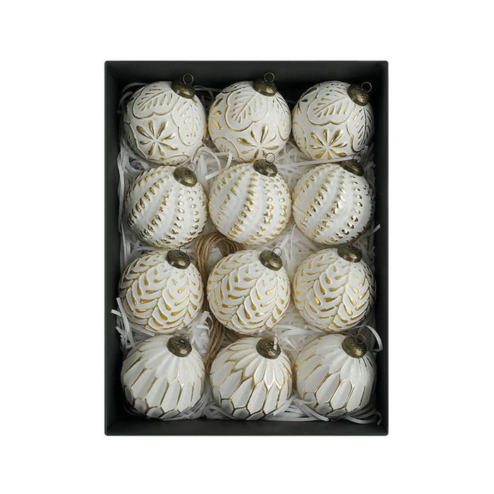 Catzon 12 Pcs Elegant Christmas Ball Ornaments 8CM Shatterproof Pendants for Holiday Decor-Gold