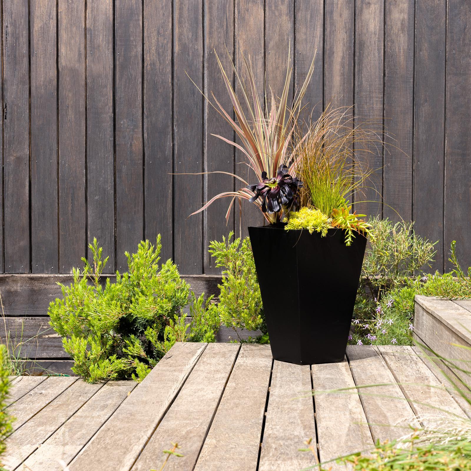 Northcote Pottery 32cm Black Tapered Square Pot - Bunnings Australia