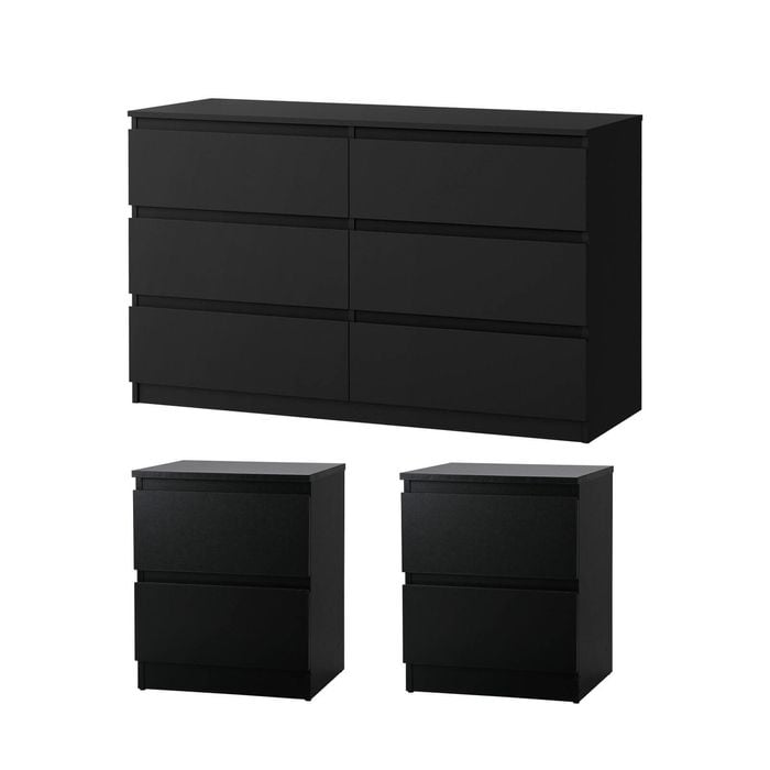 Oikiture 6 Chest of Drawers and 2 Bedside Tables Cabinet Set