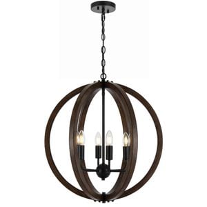 Telbix Vestal Modern Pendant Hanging Lamp Light Metal Wood Black Walnut Matte Wood Tones